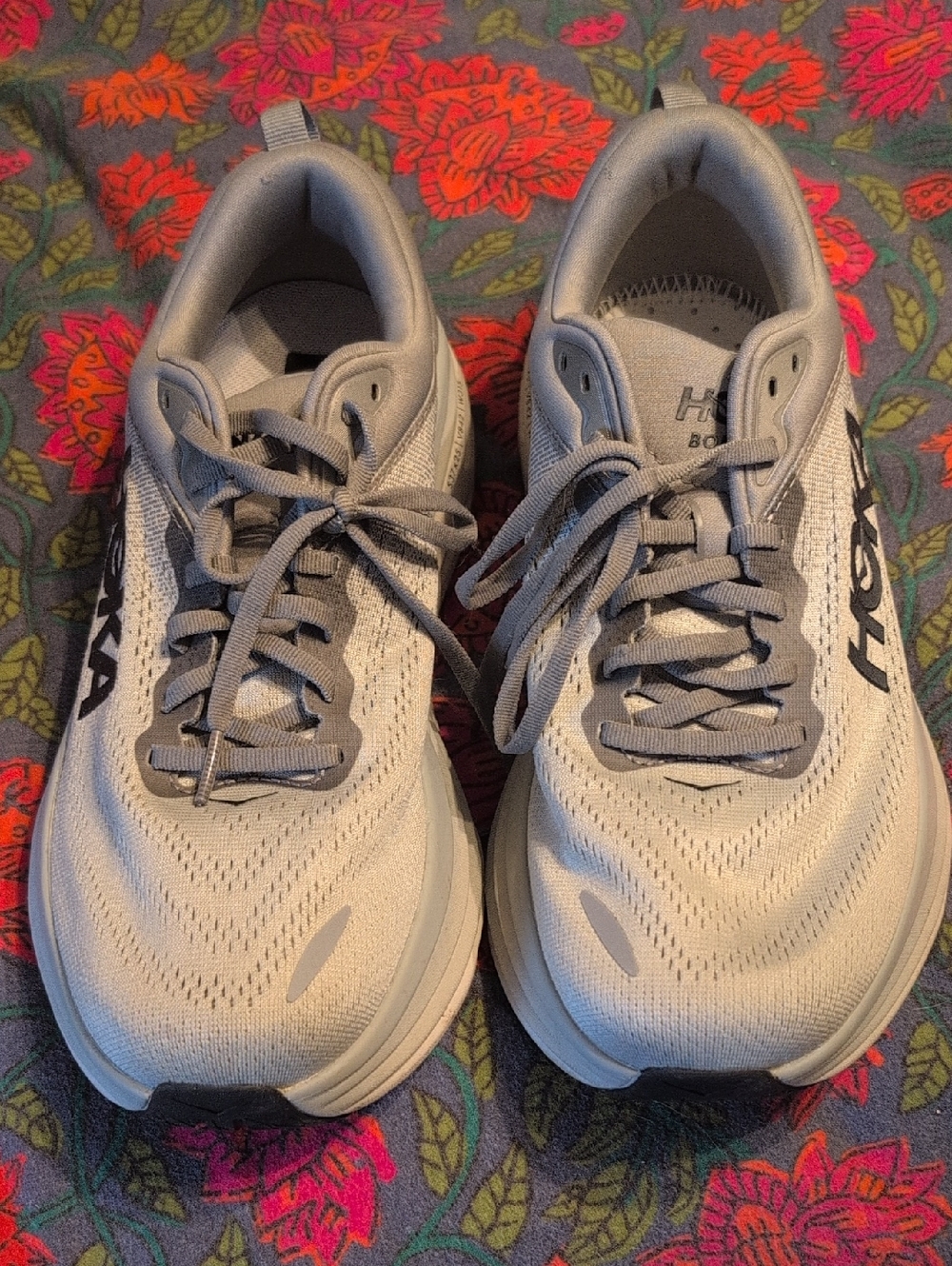 Hoka One One Lightweight Running Sneakers - Light Gray mens 8 wide